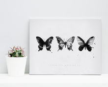 3 Butterflies Monochrome Landscape