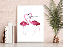 Flamingo couple with bow