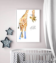 Giraffe with Blue Socks