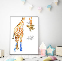 Giraffe with Blue Socks