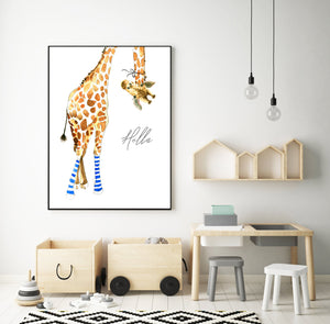 Giraffe with Blue Socks