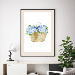 Blue Hydrangea in Basket
