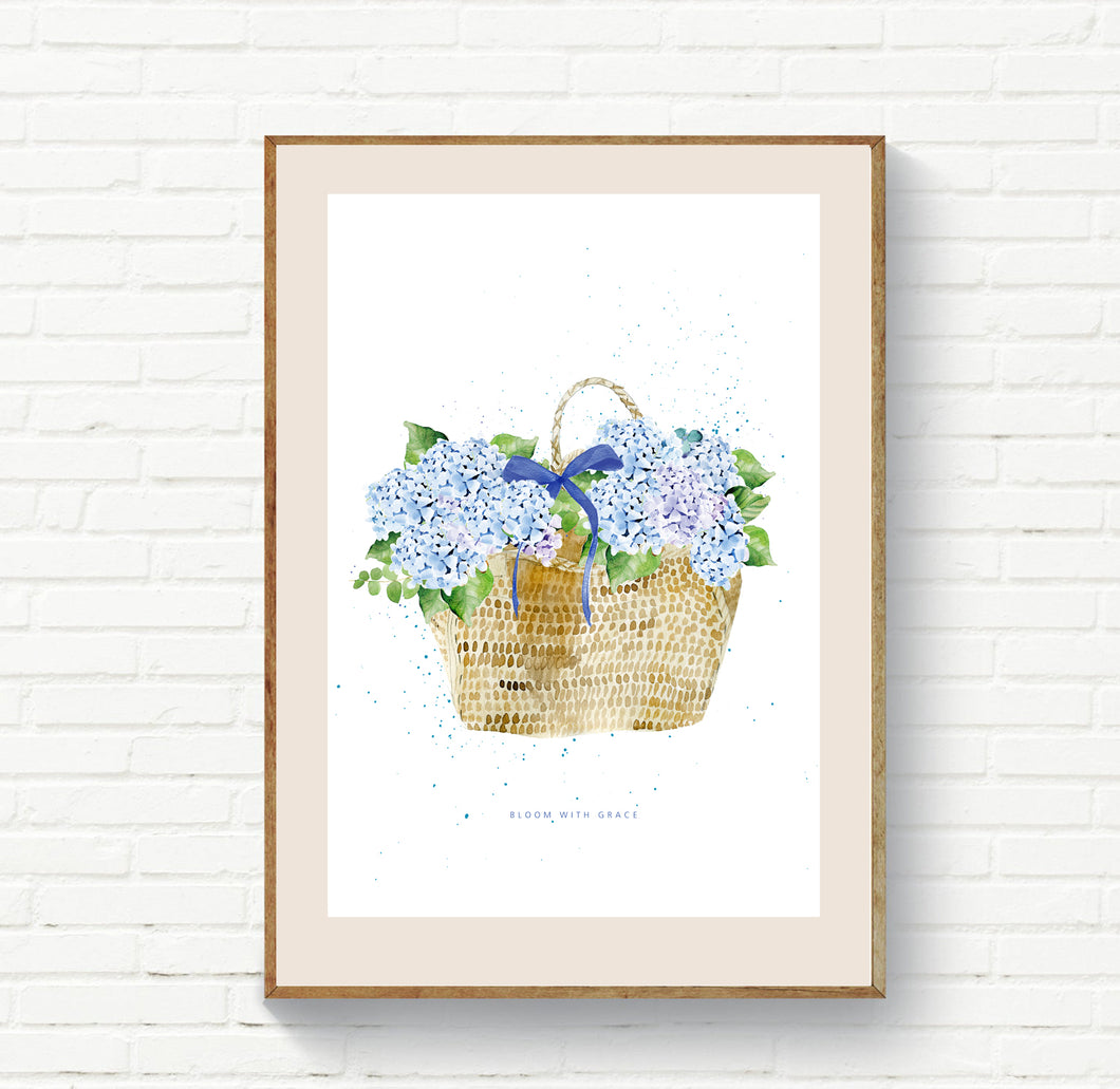 Blue Hydrangea in Basket