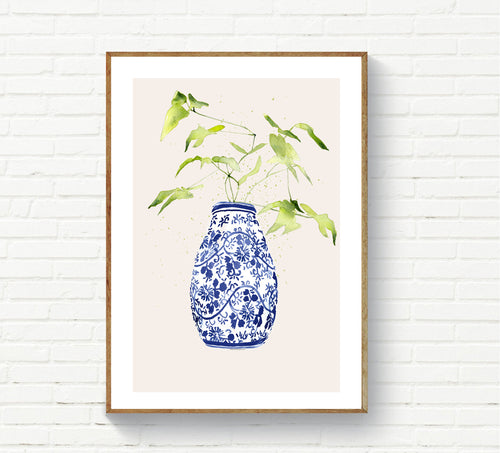 Blue Bud Vase with Branches