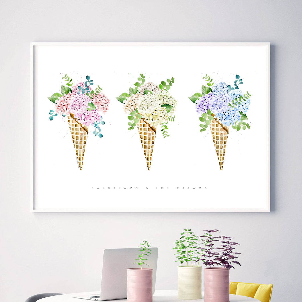 Pastel Flowers in 3 Cones