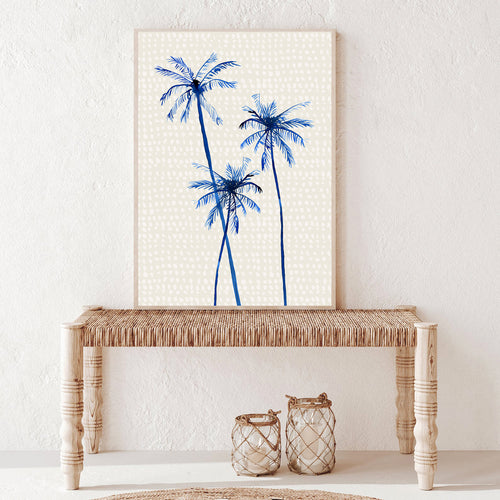 Three Blue Palm Trees