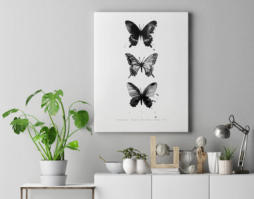 3 Butterflies Monochrome Portrait