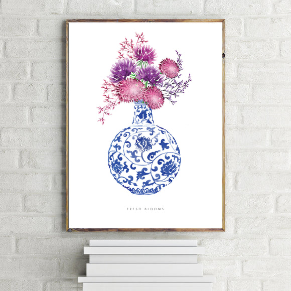 Blue Chintz Vase (round)