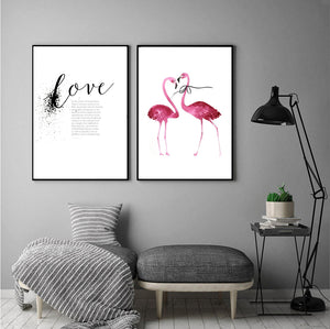 Flamingo couple with bow
