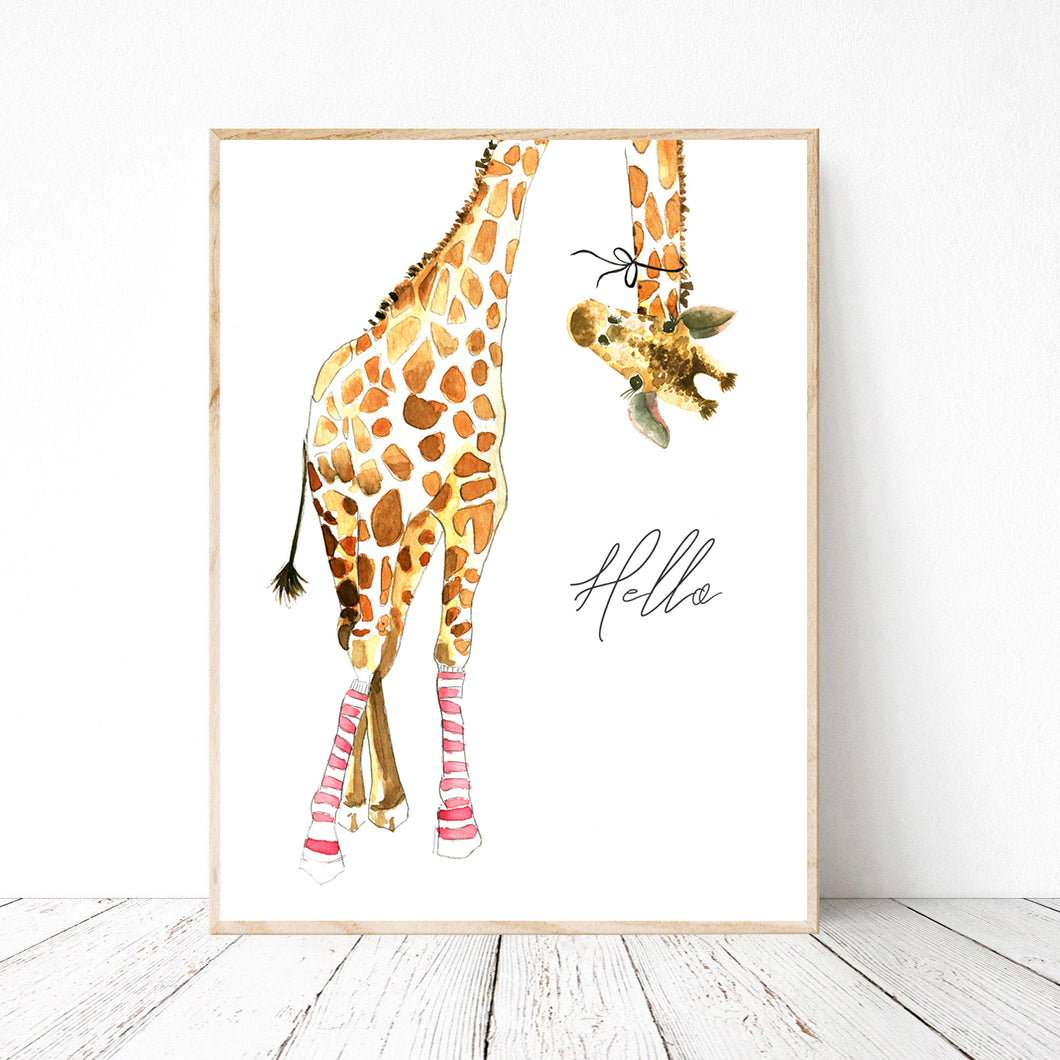 Giraffe with Pink Socks