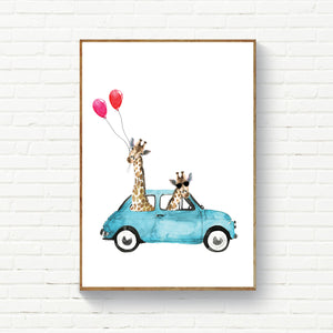 Giraffes in a Car