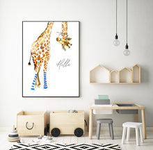 Giraffe with Blue Socks