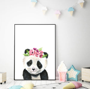Baby Panda with Flower Crown