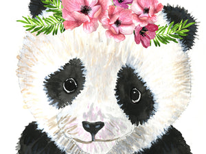 Baby Panda with Flower Crown
