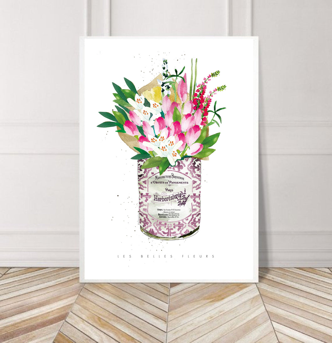 Pink Tulips in Vintage Can