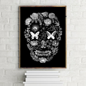 Skull Florals Monochrome